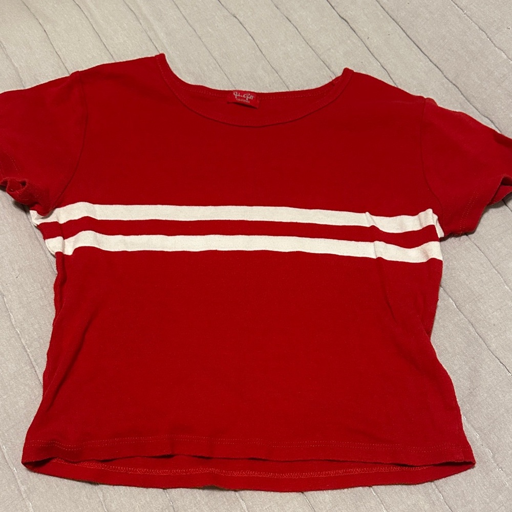 Brandy Melville Red and White Striped T-Shirt